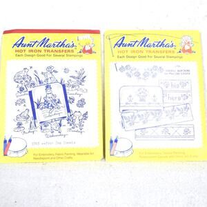 2 Aunt Martha's Hot Iron Transfers Frogs for Tea Towels & Borders for Pillowcase
